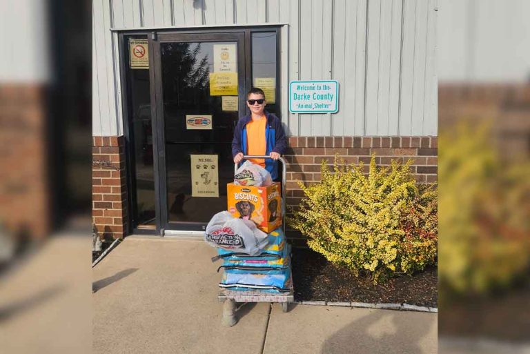 Beckett donates to the Darke County Animal Shelter