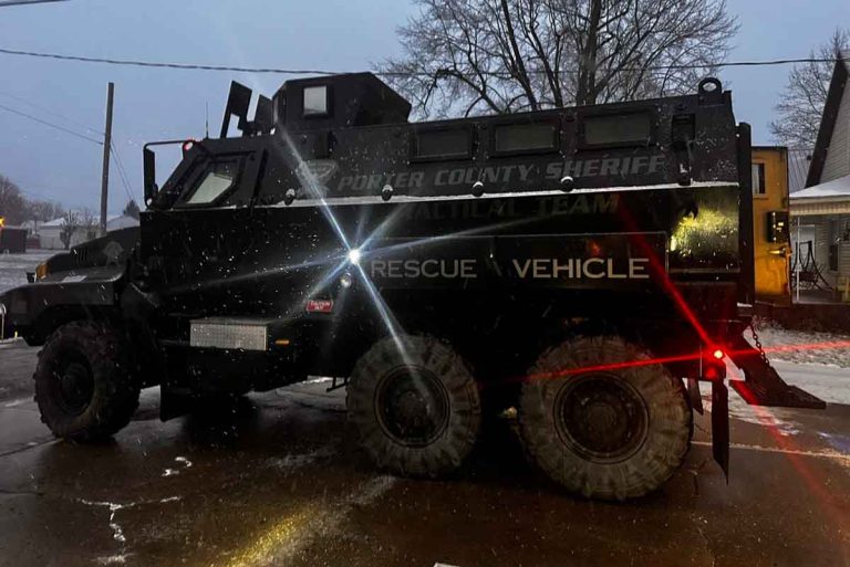 Union City Police Department’s armored vehicle arrived